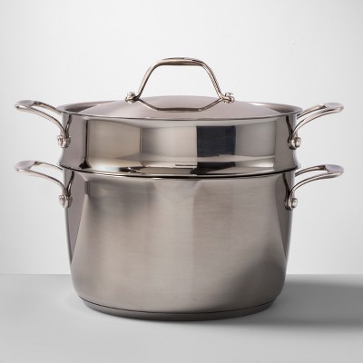 Stainless Steel 6qt Covered Stock Pot with Pasta Drainer - Made By Design&#8482;