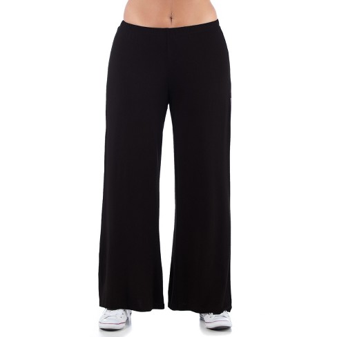 24seven Comfort Apparel Women's Plus Comfortable Solid Color Palazzo Lounge Pants - image 1 of 4