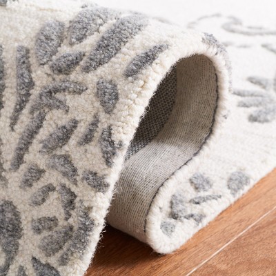 Ivory and Grey Hand-Tufted Wool Floral 4' x 6' Area Rug