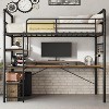 Loft Bunk Bed with L-Shaped Desk,Twin Loft Bed with Desk Underneath, Metal Bunk Beds with High Guardrail and Ladder,Easy Assembly - 3 of 4