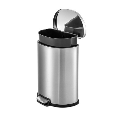 Fingerprint Resistant Stainless Steel Step-On Trash Can with Soft Close Lid