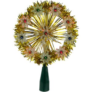 Northlight 7" Pre-Lit Gold Snowflake Starburst Christmas Tree Topper - Clear Lights - 1 of 4