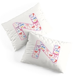 Deny Designs Standard April Lane Art Fancy Bow Monogram N Microfiber Printed Pillow Sham - 1 of 3