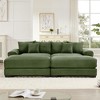 Oversized 92" Corduroy Cloud Modular Sectional Sofa Bed with Thick Cushion and 2 Movable Ottoman, 4-Piece Free combination Sofa - 3 of 4