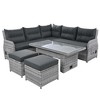 5-Piece Outdoor Rattan Furniture Set Patio Conversation Set with Recliners, Adjustable Table & Ottomans-- Frevyn - 3 of 4