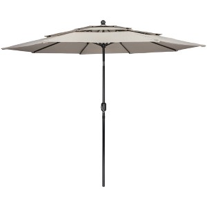 Northlight 9.75ft Outdoor Patio Market Umbrella with Hand Crank and Tilt, Beige - 1 of 4