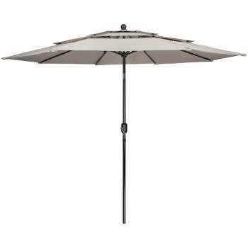Northlight 9.75ft Outdoor Patio Market Umbrella with Hand Crank and Tilt, Beige