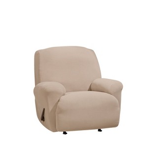 Stretch Morgan Recliner Slipcover Khaki - Sure Fit: Machine Washable, Polyester & Spandex, Indoor Use - 1 of 2