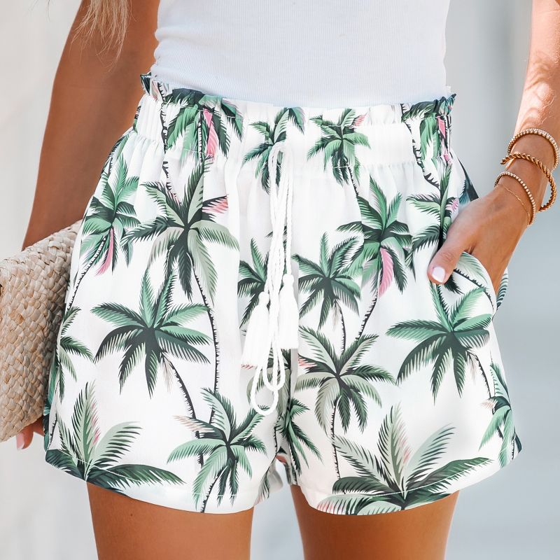 Women's Palm Tree Print Drawstring Shorts - Cupshe, 4 of 8