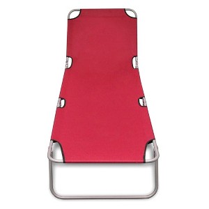 vidaXL Patio Lounge Chair Folding Sunlounger Outdoor Poolside Sunbed Steel - Red - 1 of 4