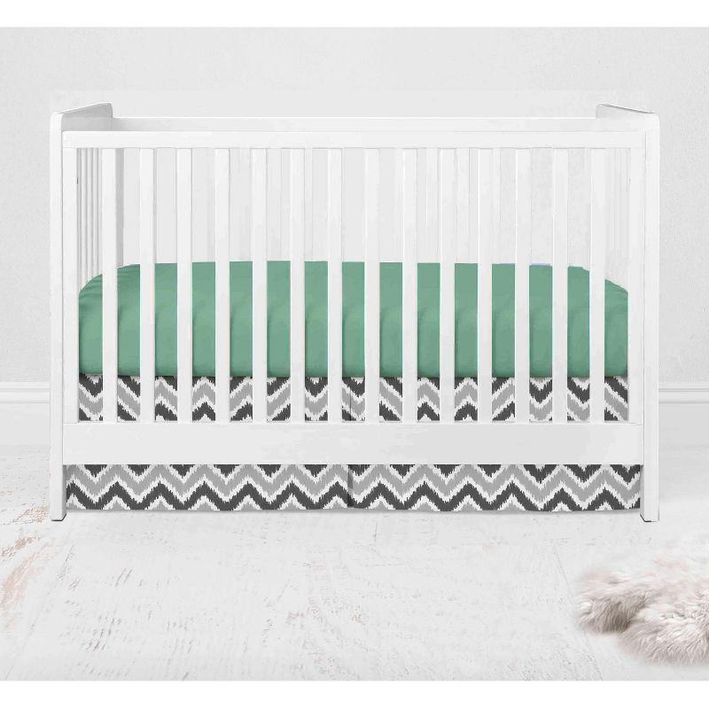 Bacati - Ikat Dots Stripes Mint Grey Muslin Neutral 10 pc Crib Set with wall hangings & Mobile, 4 of 8