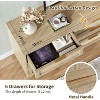 Angel Sar 51" Boho 6 Drawer Dresser with Rattan Fronts & Gold Handles, Wide Storage Chest for Bedroom, Large Wooden Dresser with Tabletop, Oak - 4 of 4