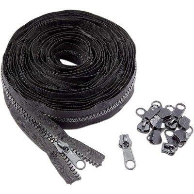 Juvale 10 Pieces Black #10 Nylon Separating Zipper for Sewing Repair Kit Replacement, 10 Yards