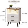 Fredees LED Nightstand with Charging Station, 3-Color Dimmable Lights, Modern Bedroom Bedside Table with Drawers, Open Shelf, Metal Legs - 2 of 4