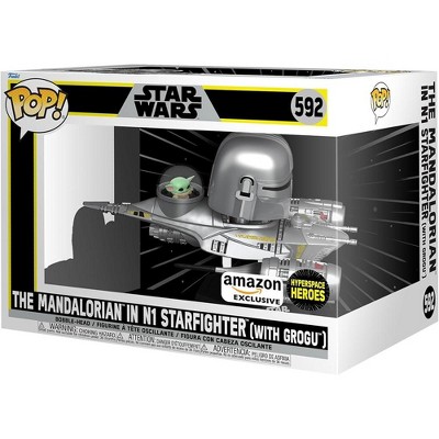 Funko Pop! Ride Super Deluxe: Star Wars Hyperspace Heroes - The Mandalorian in N1 Starfighter with Grogu,  Exclusive #592 #68642