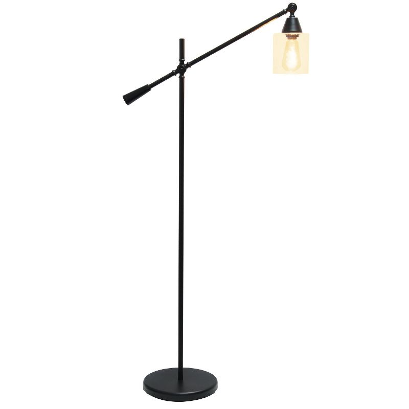 Swing Arm Floor Lamp with Glass Cylindrical Shade - Lalia Home, 3 of 8