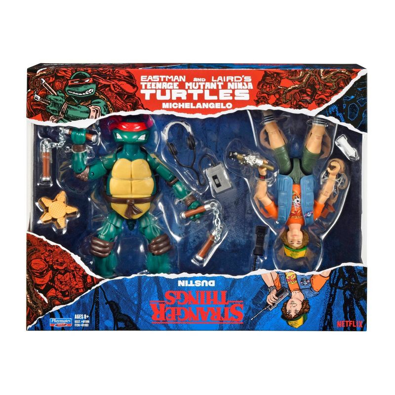 Stranger Things Teenage Mutant Ninja Turtles Crossover Action Figure 2pk - Mikey &#38; Dustin (Target Exclusive), 1 of 7