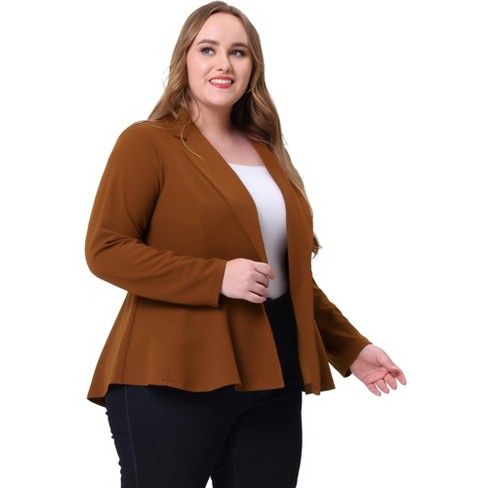 Plus Size Ruffle Shoulder Hem Peplum Jacket