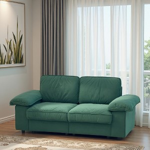 78.74'' Faux Leather Space-Saving 2-Seater Sofa with Hidden Storage, Plush Cushions, and Durable Frame - 1 of 4