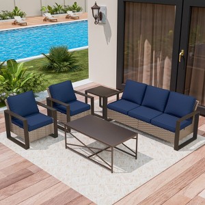 UPTIOT 5-Piece Outdoor Patio Conversation Set - 1 of 4