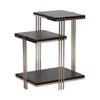 Modern Three-Tier Accent Table - Mango Wood & Stainless Steel Side Table for Home or Office - Dark Chocolate Finish, 24 Inches - 2 of 4