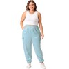Agnes Orinda Women's Plus Size Satin Elastic Waist Athleisure Ankle Length Casual Jogger Pants - 3 of 4