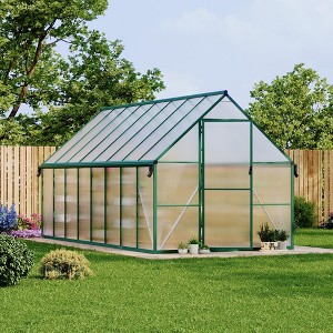 8 ft x 16 ft Aluminum PC Board Walk-in Outdoor Greenhouses with Weather Resistant,, Durable Polycarbonate Panels for Garden Backyard, Patio - 1 of 4