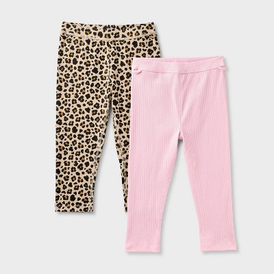 Girls' Adaptive 2pk Capri Leggings - Cat & Jack™ Light Pink