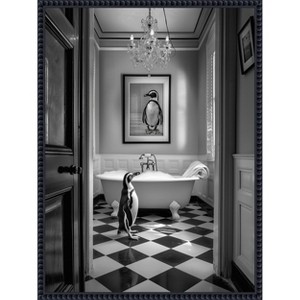 Amanti Art Penguin Bath Time by Niky Rahner Framed Canvas Wall Art - 1 of 4