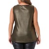 Women's Plus Size Metallic Glitter Shiny Square Neck Sleeveless Club Party Tank Tops - Agnes Orinda 2X Gold - 4 of 4