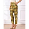INSPIRE CHIC Women's Vintage Tartan Plaid Elastic Waist Straight Long Trousers - 2 of 4