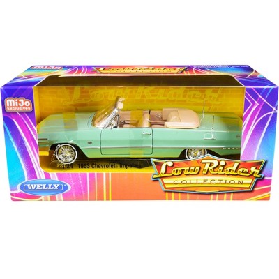 1963 Chevrolet Impala Convertible Light Green "Low Rider Collection" 1/24 Diecast Model Car by Welly