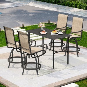 Captiva Designs 5pc Outdoor Patio Steel Bar Table & Sling High Bar Swivel Stools - 1 of 4