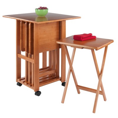 Sophia Transitional Teak 5-Piece Snack Table Set