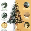 Clearance! 3 FT Artificial Pre-Lit Christmas Tree with Deer Lightbox, Vintage Potted Base, Snow Flocked, Easy Setup - 4 of 4