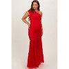 Pinkblush Red Ruched Mesh One Shoulder Maternity Maxi Dress - 3 of 4