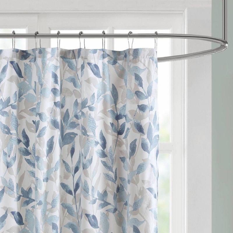 Leisha Botanical Printed Shower Curtain Blue, 2 of 5