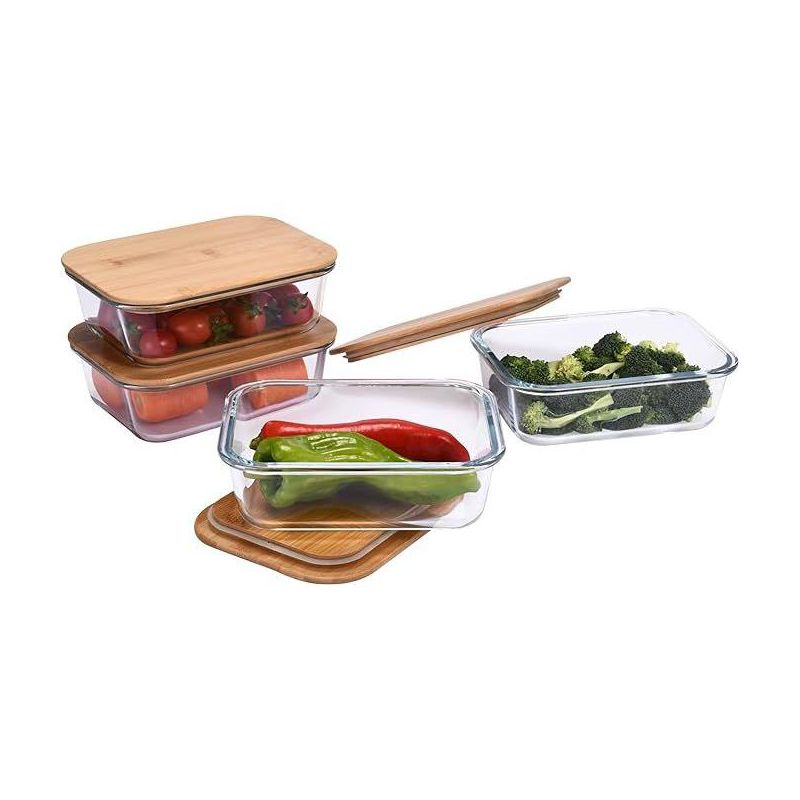 Vdomus 36 Oz Glass Food Storage Containers with Bamboo Lids- Pack of 4, Clear, 2 of 4