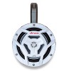 Kicker Marine KMTES Black Tower Enclosures Loaded With (2) 6.5" White JVC Marine Coaxial Speakers. - 2 of 4