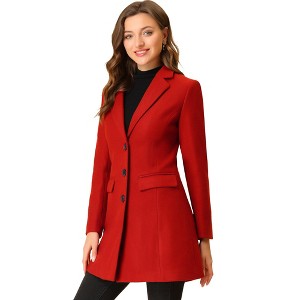 INSPIRE CHIC Women's Notched Lapel Single Breasted Outwear Fall coat - 1 of 4