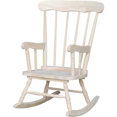 Traditional Unfinished Solid Wood Kids Rocker for Nursery and Playroom