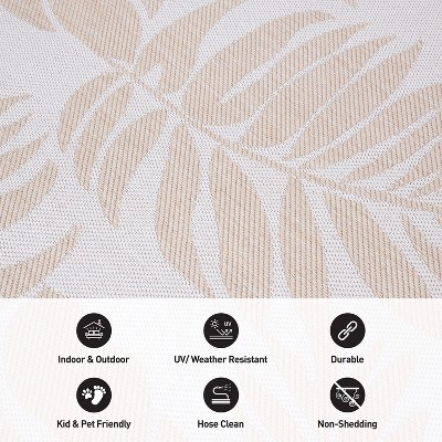 Natural Floral Synthetic Flat Woven 5' x 7' Area Rug