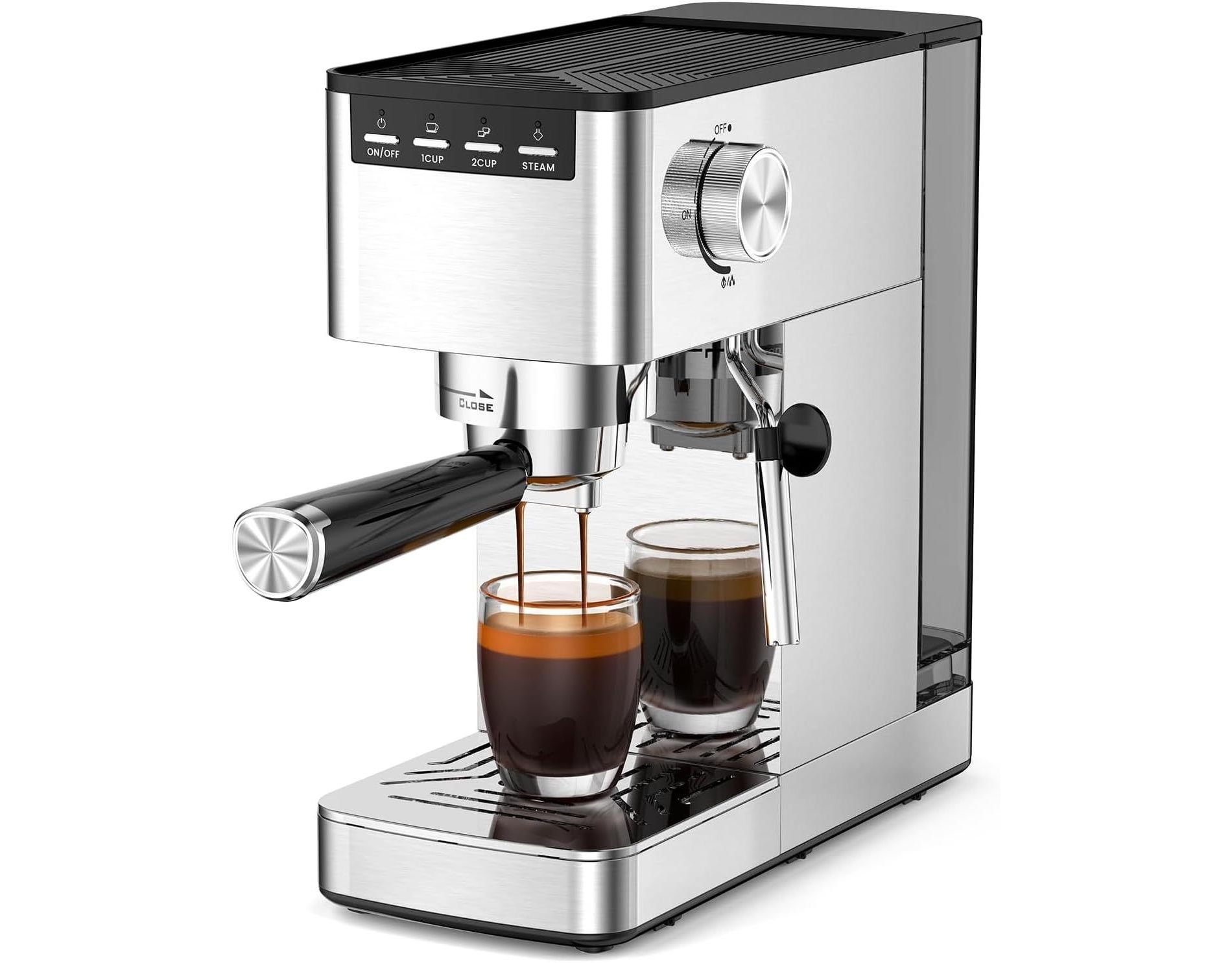 R.W.FLAME 15Bar Espresso Machine with Milk Frother, Compact, Detachable Water Tank, Ideal for Home Lattes & Cappuccinos