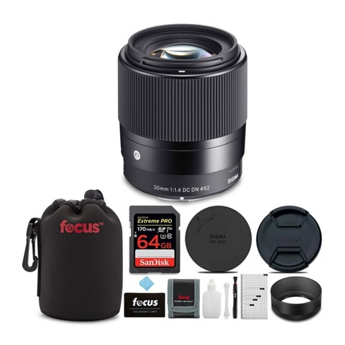 Sigma 30mm F1.4 Contemporary DC DN Lens for Sony E Mount Cameras with  Essential Photo and Travel Bundle