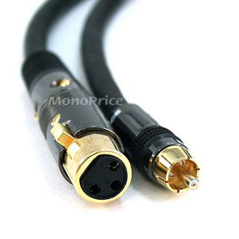 Monoprice XLR Female to RCA Male Cable - 6 Feet - Black | With E21Gold Plated Connectors | 16AWG Shielded Twisted Pair Oxygen-Free Copper Braid, 2 of 4
