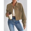 Coolmee Women's Fashion Cropped Shacket Button Down Corduroy Shacket Jackets Long Sleeve Crop Jackets Tops - 4 of 4