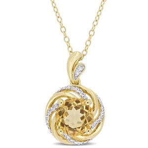 EVERLY JEWELRY | Yellow Plated Sterling Silver 2ct TGW Citrine White Topaz and Diamond Swirl Necklace, 18 inc - 1 of 4