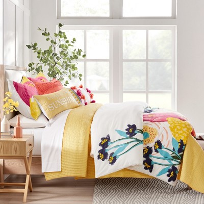 Full/Queen Multicolor Cotton Floral Comforter Set