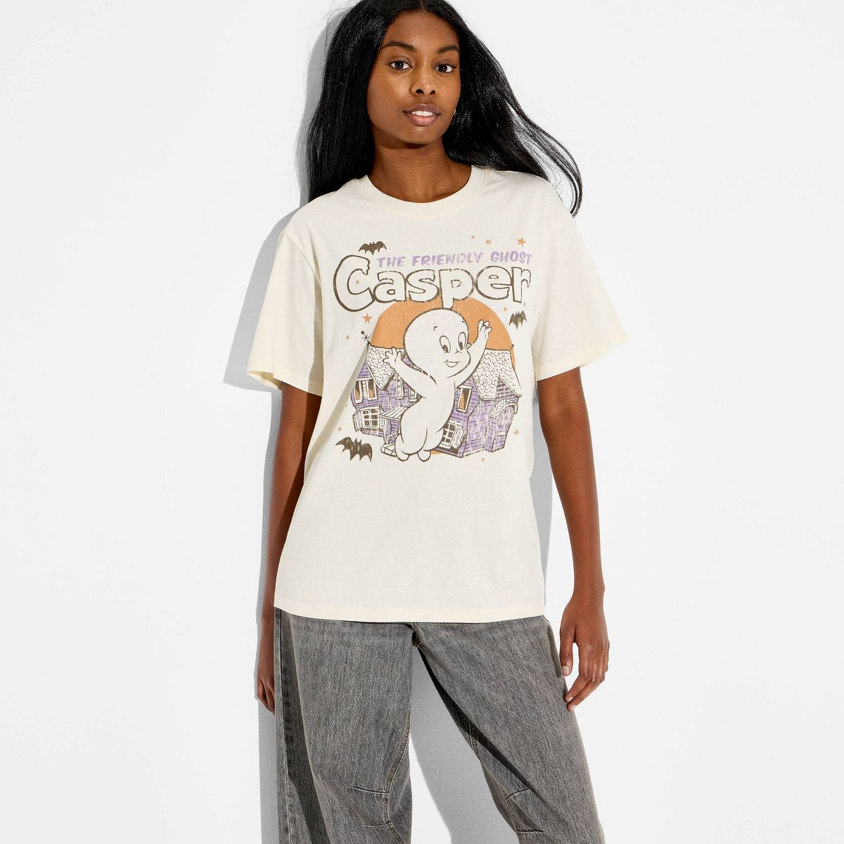 Women's Casper Oversized Short Sleeve Graphic T-Shirt - Ivory