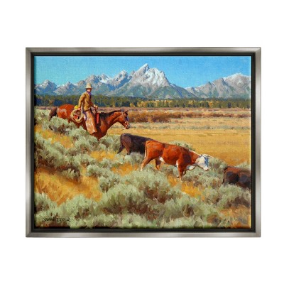 Stupell Industries Western Ranch Horse CattleFloater Canvas Wall Art